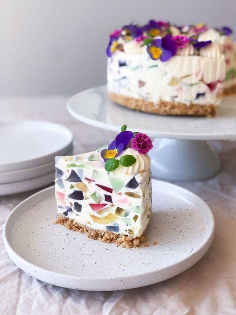 Terrazzo Cheesecake | Sulten Digestive Biscuits, A Piece Of Cake, Deilig Mat, Rocky Road, Piece Of Cake, In Front Of House, Rainbow Cake, Front Of House, Food Cakes