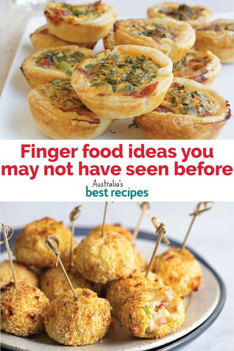 Take your party food to the next level with new ideas for canapes and nibbles. There’s new spins on sausage rolls, cheesy bites, mini pastries and more. Party Nibbles Finger Foods, Simple Canapes Easy Recipes, Easy Nibbles For Party, Savoury Doughnut, Nibbles Ideas, Canapes Ideas, Healthy Nibbles, Easy Canapes, Cheesy Bites