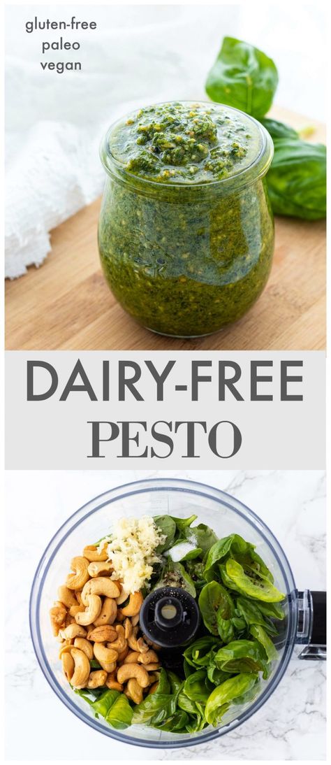 Dairy-Free Pesto | Haute & Healthy Living Paleo Pesto, Vegan Pesto Recipe, Dairy Free Pesto, Paleo Sauces, Basil Pesto Recipes, Vegan Pesto, Homemade Pesto, Pesto Recipe, Food Processor