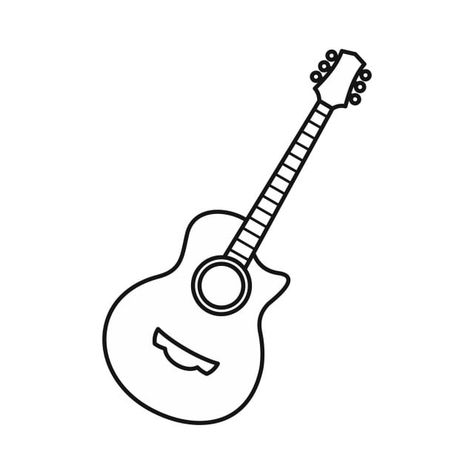 Draw A Guitar, Music Guitar Tattoo, Guitar Icons, Gitar Vintage, Guitar Outline, Guitar Icon, Pyrography Ideas, Guitar Vector, Guitar Drawing