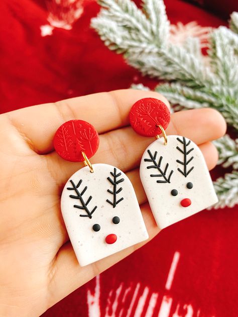 Diy Christmas Earrings, Xmas Earrings, Earring Inspiration, Schmuck Diy, Clay Christmas, Polymer Clay Jewelry Tutorials, Handmade Clay Jewelry, Christmas Clay, Polymer Clay Christmas