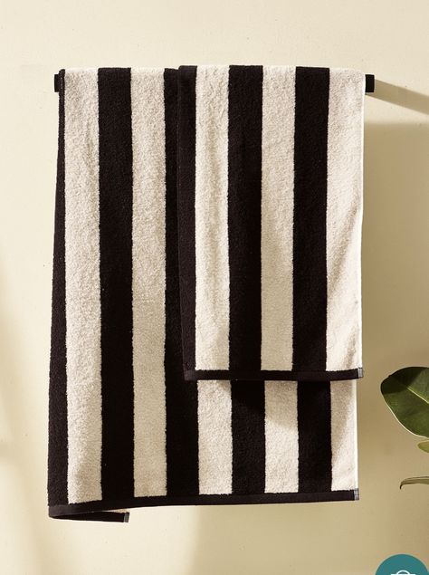 next Black And White Towels, Stripe Towel, Urban Bohemian, Apartment Accessories, White Hand Towels, Black Towels, Brown Bedroom, Striped Towels, Luxury Towels