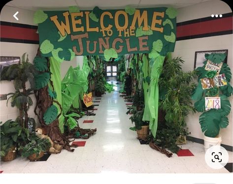 Jungle Book Theme Decorations, It’s A Jungle Out There, Safari Theme Pep Rally, Rainforest Trunk Or Treat, Jungle Theme For School, Jungle Theme Graduation Party, Jungle Theme Float, Jungle Hallway Theme, Jungle Summer Camp