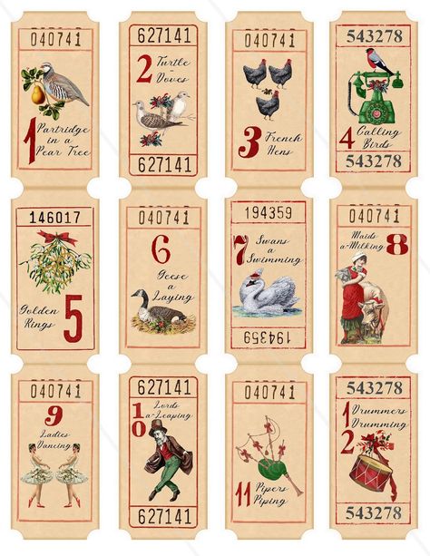 Twelve Days of Christmas Tickets Printable Christmas Admit One - Etsy Tickets Printable, Diy Christmas Treats, 12 Days Of Xmas, Christmas Collage, Tea Party Theme, Prim Christmas, Peanuts Christmas, Days Before Christmas, Christmas School