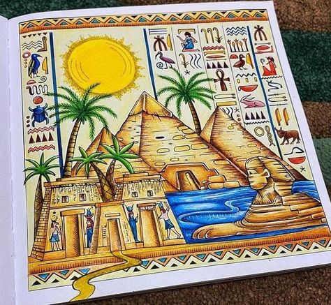 Egyptian Art Drawing, Egypt Drawing, Realistic Flower Drawing, Egyptian Drawings, Valentine Card Crafts, Pop Manga, Space Crafts For Kids, Egypt Project, Egypt Concept Art