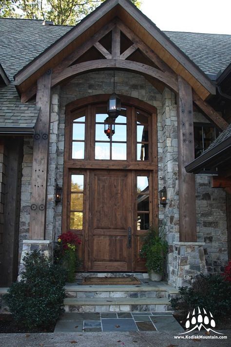 Lodge Entrance, Cabin Entrance, Cottage Entrance, Locati Architects, Exterior Entrance, Mountain Home Exterior, Stone Exterior Houses, Stone Exterior, Traditional House Plan