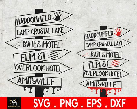 Hand Horror, Camp Crystal Lake, Horror Svg, Overlook Hotel, Lettering Ideas, Custom Party Invitations, Bates Motel, Lake Signs, Friends Font