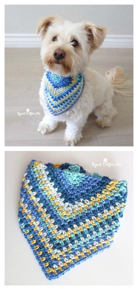 Dog Bandana Free Crochet Pattern Crochet Dog Sweater Free Pattern, Kat Haken, Dog Bandana Pattern, Crochet Dog Clothes, Dog Sweater Crochet Pattern, Dog Sweater Pattern, Crochet Dog Patterns, Crochet Bandana, Crochet Dog Sweater