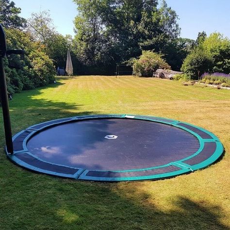 Trampoline Aesthetic, Playground Aesthetic, Inground Trampoline, Ground Trampoline, Large Trampoline, In Ground Trampoline, Sports Court, Playhouse Plans, Backyard Trampoline