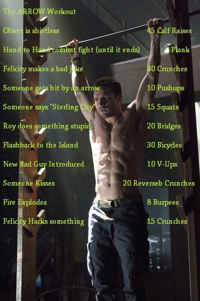 Arrow Tv Show Workout #fitness #workout #Arrow Arrow Workout, Netflix Workout, Arrow Tv Show, Tv Show Workouts, Movie Workouts, Tv Workouts, Superhero Workout, Arrow Tv, Univers Dc