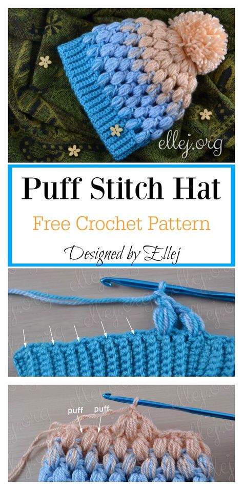 Baby Puff Stitch Hat Free Crochet Pattern Crochet Hat Puff Stitch, Puff Stitch Hat Crochet Pattern, Puff Stitch Crochet Beanie, Puff Stitch Beanie Free Pattern, Crochet Puff Stitch Hat Free Pattern, Free Kids Crochet Hat Patterns, Crochet Beanies For Kids, Puff Stitch Crochet Scarf, Baby Crochet Hats Free Pattern