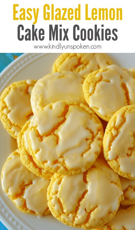 Easy Glazed Lemon Cake Mix Cookies are soft, chewy, and bursting with a delicious fresh lemon flavor. Made with just 5 ingredients! Lemon Cookies From Cake Mix Easy With Cool Whip, Lemon Cookies From Cake Mix Recipes, Lemon Cake Mix Cookies Recipes, 2 Ingredient Cake Mix Cookies, Lemon Pudding Mix Recipes, Lemon Cake Mix Cookies 3 Ingredients, Almond Cake Mix Cookies, Lemon Cake Cookies Recipe, Iced Lemon Cookies