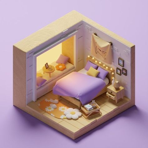 Kawaii Room Ideas, 3d Blender, Isometric Design, Sims House Design, Study Room Decor, Cute Bedroom Decor, Kawaii Room, Sims House, House Room