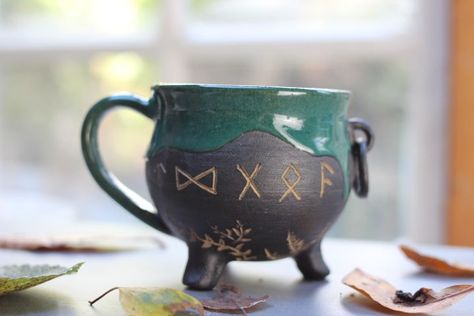 A witches handmade couldron mug Drinking Horns, Clay Mugs, Pottery Mug, Witchy Vibes, Polymer Clay Projects, Ceramic Studio, Pottery Studio, Pottery Mugs, Clay Projects