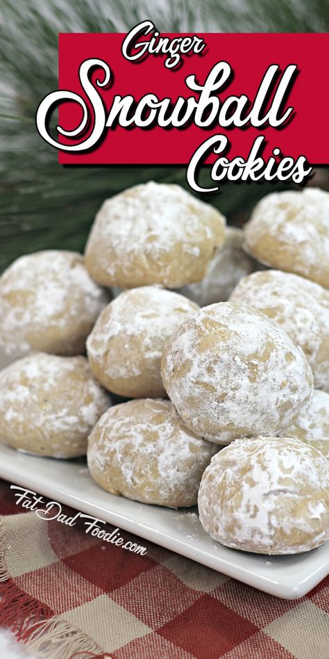 Do you love ginger? Do you love cookie balls? These cookies are perfect for your Christmas cookie exchange! #cookierecipes #christmascookies #cookieballs #ginger Ginger Balls, Snowball Cookies Recipe, The Best Christmas Cookies, Pecan Snowballs, Pecan Snowball Cookies, Ginger Cookie Recipes, Snowball Cookie Recipe, Vegan Christmas Cookies, Cookie Balls