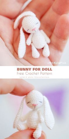 Bunny for doll Crocheted Bunny, Crochet Tiny, Avengers Tattoo, Crocheted Toys, Crochet Bunny Pattern, Easter Crochet Patterns, Pola Amigurumi, Bunny Crochet, Crochet Baby Toys