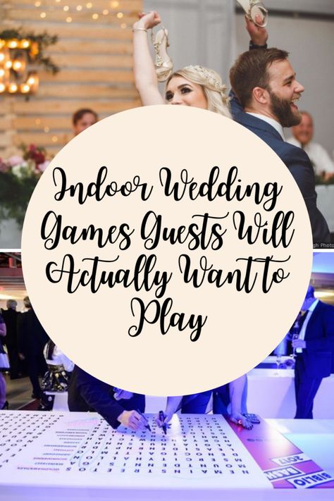 Indoor Wedding Games Guests Will Actually Want to Play - Fun Party Pop Wedding Set Up Reception Layout, Wedding Cocktail Hour Games Indoor, Fun Activities Wedding, Cocktail Hour Activities Wedding Indoor, Interactive Wedding Games, Wedding November Ideas, Wedding Reception Games For Guests Funny, Center Piece Wedding Ideas, Entertainment Wedding Ideas