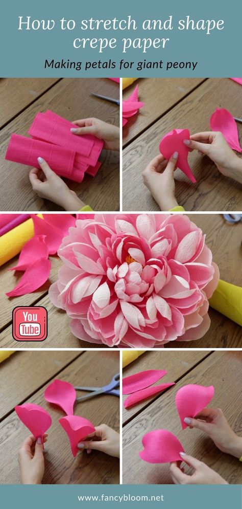 Paper Petals, Crepe Paper Flowers Diy, Crepe Paper Roses, Paper Flowers Diy Easy, Săpunuri Handmade, How To Make Crepe, Paper Flower Patterns, Fleurs Diy, Paper Peonies