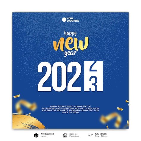 New Year Social Media Post Design, Happy New Year Social Media Post, 2023 Social Media Post, Happy New Year Minimalist, New Year Social Media Post, 2023 Social Media, New Year Social Media, Social Media Post Template, New Year Designs