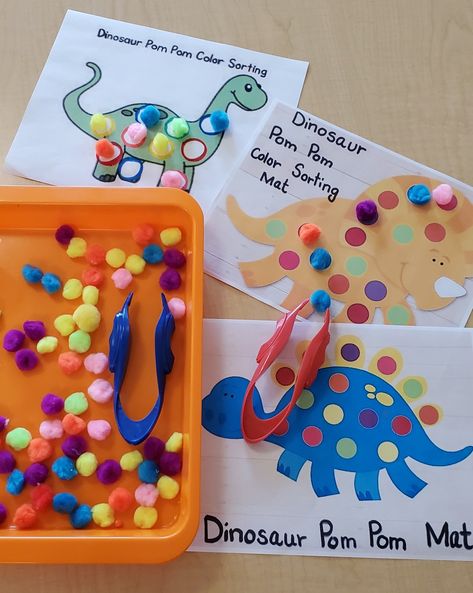 Dinasour Fine Motor, Dinosaur Nursery Activities, Dino Fine Motor Activities, Fine Motor Skills Dinosaurs, Dinosaur Sorting Activity, Dinosaur Art Project Preschool, Fine Motor Dinosaur Activities Preschool, Dinasour Week Preschool, Preschool Dinosaur Math Activities