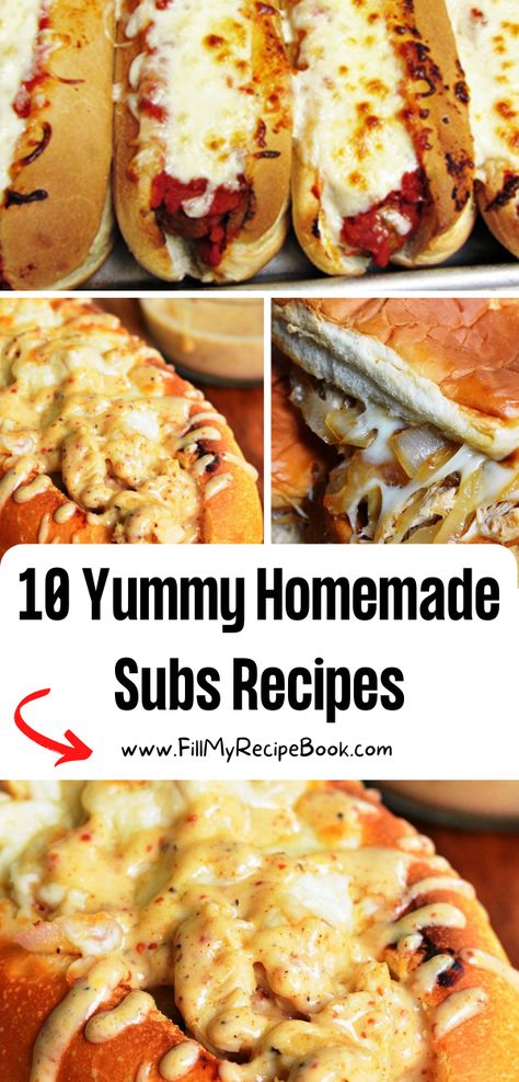 Subs Recipes, Homemade Subs, Sandwich Recipes Dinner, Hoagie Sandwiches, Hot Sandwich Recipes, Chicken Subs, Terrine Recipe, Baked Sandwiches, Rolled Sandwiches