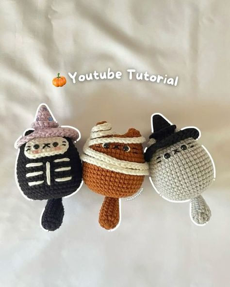 #crochet #halloween #diy #amigurumi #craft #yarn Crochet Halloween Cat Free Pattern, Cute Cat Crochet Pattern, Crochet Cat Free Pattern Amigurumi, Crochet Gravity Falls, Simple Amigurumi Pattern Free, Unique Crochet Projects, Winter Crochet Ideas, Crochet Cat Patterns, Sanrio Crochet