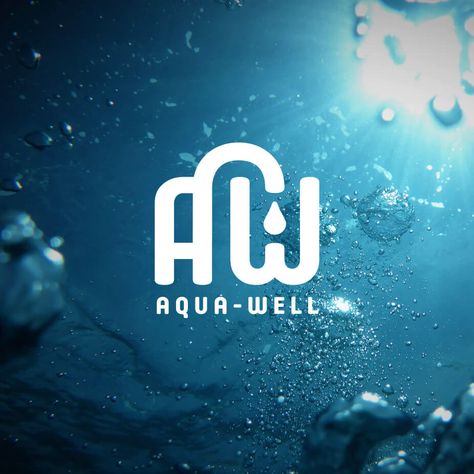 Branding Aqua-well / logotype / brandbook / logo design on Behance Innovation Infographic, Wild Background, Water Bottle Logos, Elegant Essence, Plumbing Logo Design, Animal Concept, Aqua Logo, Blue Branding, Silhouette Nature