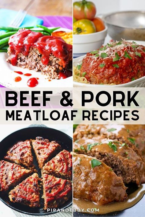 Meatloaf makes the perfect dinner any night of the week. Read on for a roundup of delicious beef and pork meatloaf recipes to get on the table tonight! Meatloaf With Ground Beef And Pork, Ground Pork And Beef Meatloaf, Meatloaf Recipes Pork And Beef, Meatloaf With Beef And Pork Recipes, Beef And Pork Meatloaf Recipes Best, Meatloaf Recipes Using Ground Beef And Ground Pork, Pork And Beef Meatloaf Recipes, Beef Pork Meatloaf, Meatloaf With Ground Pork