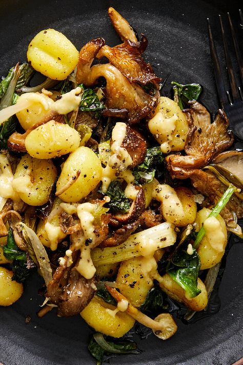 Sheet-Pan Gnocchi With Mushrooms and Spinach Recipe - NYT Cooking Gnocchi With Mushrooms And Spinach, Gnocchi With Mushrooms, Sheet Pan Gnocchi, Nyt Recipes, College Recipes, Mushrooms And Spinach, Recipe Sheet, Spinach Recipe, Random Recipes