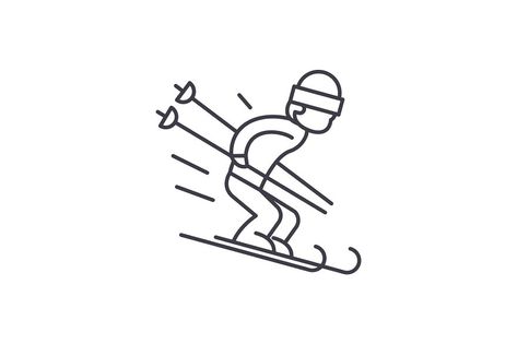 Skiing Drawing Simple, Ski Illustration Drawings, Skier Drawing Simple, Ski Tatoos, Ski Drawing Simple, Ski Tattoo Simple, Ski Doodle, Skiing Drawing, Skiing Tattoo