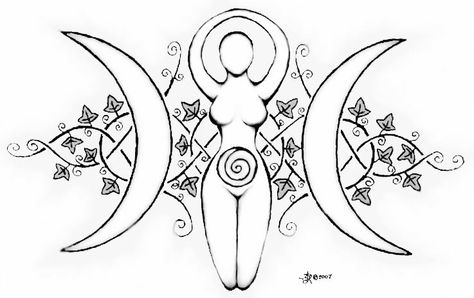 spiral goddess American Drawing, Mundo Hippie, Goddess Symbols, Wiccan Crafts, Pagan Crafts, Goddess Tattoo, Witchy Crafts, Triple Goddess, Pattern Tattoo