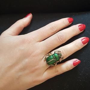 Scarab Beetle Ring, Beetle Ring, Bug Ring, Insect Ring, Green Beetle, Huge Rings, Big Ring, Wink Wink, Jewelry Illustration