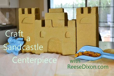 Sandcastle Centerpiece Crafts For Summer, Breaker Rock Beach, Ocean Vbs, Backyard Sandbox, Lifeway Vbs, Beach Bash, Castle Decor, Boys Playroom, Vbs Themes