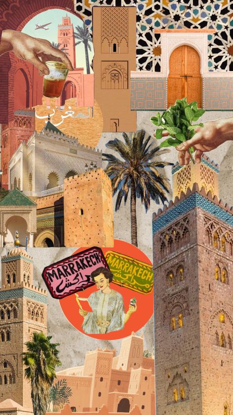 #myfirstshuffle Morrocan Wall Photo, Travel Aesthetic Moodboard, Moroccan Culture Aesthetic, Moroccan Graphic Design, Moroccan Moodboard, Morocco Collage, Middle East Aesthetic, Marrakech Morocco Aesthetic, Morocco Culture