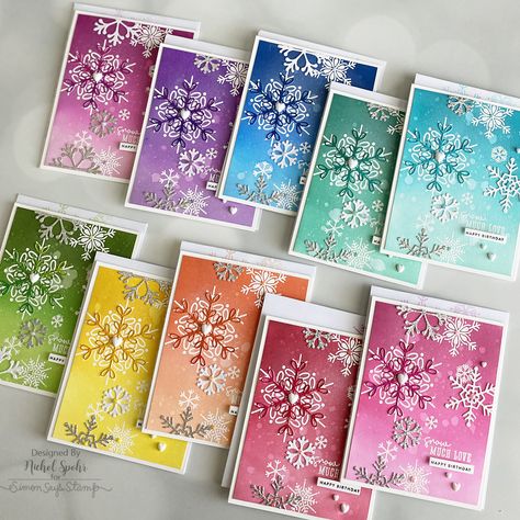 Simon Says Stamp January 2023 Card Kit | Set of 10 Cards & Envelopes – Nichol Spohr LLC Happy Holidays Greetings, Nichol Spohr, Greeting Card Inspiration, Stamped Christmas Cards, Happy Birthday Design, Snowflake Cards, Birthday Stamps, Christmas Scrapbook, January 2023