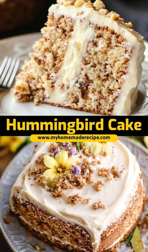 This hummingbird cake is the best hummingbird cake recipe for special occasions. Packed with pineapple, bananas, and pecans, it’s the ultimate cake for dessert lovers Humming Bird Cake Box Cake, Hummingbird Cake Recipe Best, Keylime Cake Recipe, Hummingbird Recipe, Banana Pineapple Cake, Best Hummingbird Cake, Best Coconut Cake Recipe Ever, Key Lime Cake Recipe, Hummingbird Cake Recipe