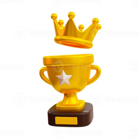 3d minimal winner cup. Achievement award, Trophy cup. Champion trophy, shiny golden cup, Winner award. A champion trophy with a golden crown. 3d rendering illustration. Trophy Illustration, 3d Trophy, 3d Minimal, Winner Cup, Champion Trophy, Award Trophy, Trophy Cup, Props Concept, Church Camp