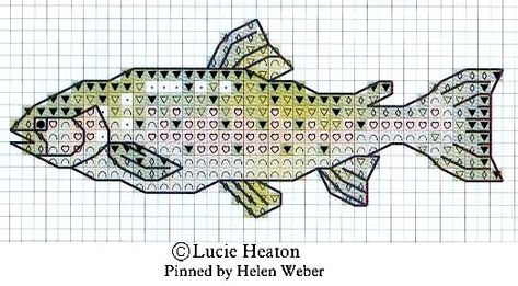 Salmon Cross Stitch, Crochet Trout Pattern Free, Cross Stitch Fish Pattern, Fish Cross Stitch Patterns, Fish Needlepoint, Fish Pixel Art, Fishing Cross Stitch, Fireman Quilt, Fish Cross Stitch