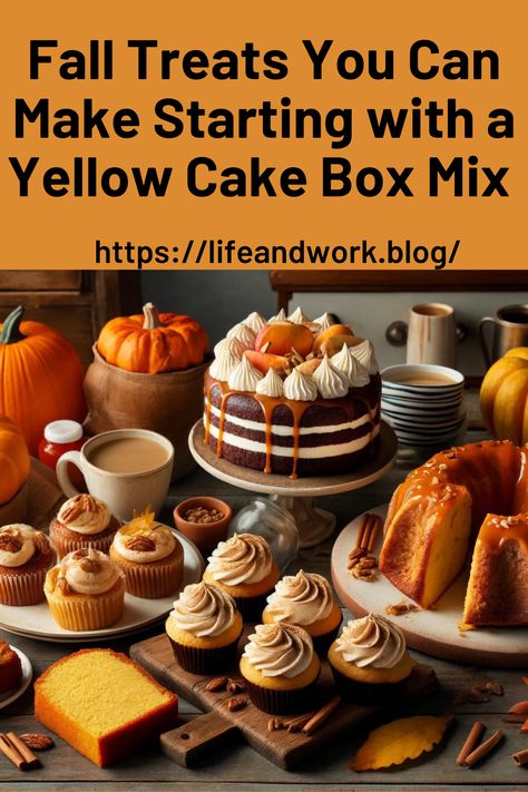 Fall Treats You Can Make Starting with a Yellow Cake Box Mix Spice Cake Recipes Boxed, Spiced Bundt Cake, Pecan Bundt Cake, Cinnamon Cupcakes, Lemon Layer Cakes, Spice Cake Recipes, Stabilized Whipped Cream, Pumpkin Spice Cake, Frozen Cranberries