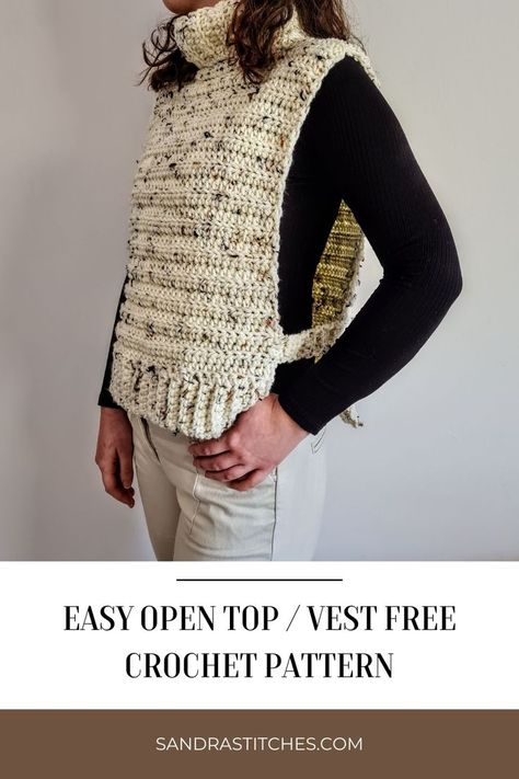 open crochet top pattern Crochet Vest Pattern Free Woman, Open Crochet Top, Crochet Vest Pattern Free, Crochet Blanket Sizes, Bobble Stitch Crochet, Vest Pattern Free, Top Crochet Pattern, Crochet Scarf Pattern Free, Crochet Vest Pattern