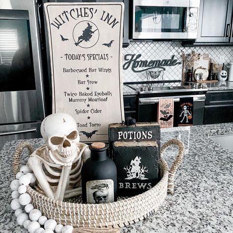 Fall / Halloween Home Decor, Witchy Halloween Table Decor, Simple Halloween Kitchen Decor, Halloween Decor For Kitchen Table, Potions Halloween Decor, Halloween Harvest Decor, Witch Theme Halloween Decor Kitchen, Counter Halloween Decor, Halloween Decorations 2022