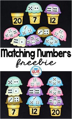 Math can be very difficult and frustrating for some children. Because of this, it is important to have FUN, hands-on activities for students. These activities can be used to help introduce, teach, and/or review important concepts that are being taught. These Matching Numbers with Ice Cream are perfect to use in your classroom to help students continue to practice numbers and counting. Eyfs Maths, Daily Five, Matching Numbers, Math Addition, Ice Cream Cones, Math Workshop, Mental Math, Math Numbers, Math Stations