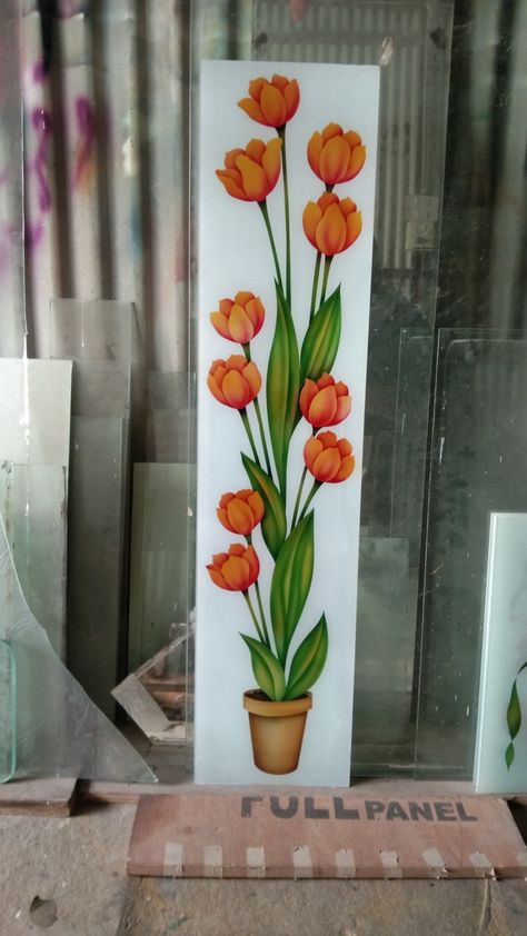 Painting On Pillar, Pillar Painting Ideas, Pillar Painting, Wildflower Decor, Glass Etching Designs, Window Glass Design, Home Wall Painting, Colorful Room Decor, Android Wallpaper Dark