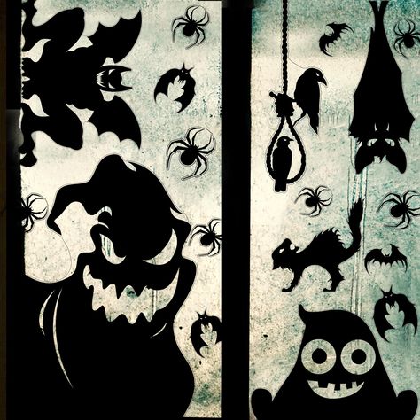 PRICES MAY VARY. Giant Size:The Halloween widnow cling measures 27.56 (L) X 15.75 (W) inches,large emough for covering your glass window.You can enjoy it in the distance. Spooky Halloween Design:Featuring scary ghost and monster silhouette,comes with spiders and bats.Creppy addition to your Halloween party decoration. Material:The Halloween window stickers are made of vinyl with great water-resistance and durability.Easy to stick and remove without leaving residues. Easy to Use:No glue required, Halloween Window Stencils, Halloween Sillouette Art Window, Window Decorations Halloween, Scary Window Silhouettes, Halloween Window Art, Mirror Refrigerator, Monster Silhouette, Halloween Window Decor, Halloween Windows