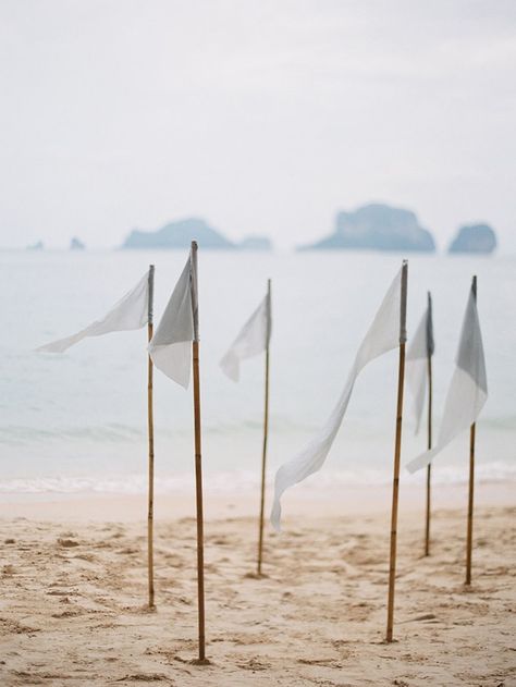 Whimsical Seaside Destination Wedding in Thailand Winter Ceremony, Wedding In Thailand, Wedding Flags, Thailand Wedding, Beach Wedding Inspiration, Seaside Wedding, Ceremony Decor, Coastal Beaches, Land Art