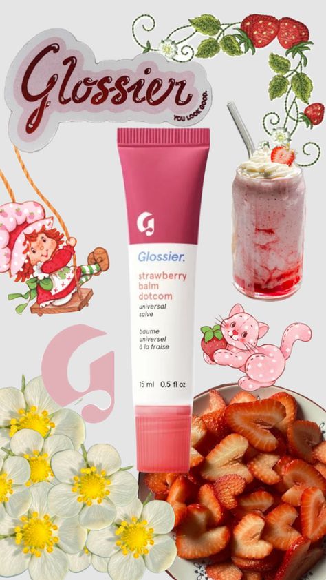 #glossier #balmdotcalm #strawberry Glossier Strawberry Balm Dotcom, Sephora Aesthetic, Balm Dot Com, Glossier Balm, Glossier Balm Dotcom, Gift Wishlist, Story Design, Balm Dotcom, Lip Products