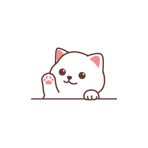 Premium Vector | Cute white cat waving paw cartoon vector illustration Doodle Cute Drawings, Cat Animated Drawing, Cat With Paws Up, Cat Cute Animation, Cute Cats Animated, White Cat Animated, Cute Animation Drawings, Cute Animated Drawings, Kitty Paws Drawing