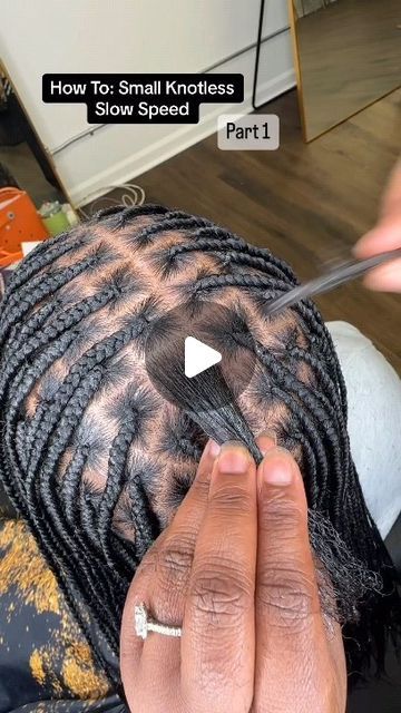 Textured Hair Education on Instagram: "Small Knotless Tutorial.

🎥 @kellyss_hair" Knotless Braid Mapping, Knotless Braids Tutorials On Yourself, Small Box Braids On Short Natural Hair, Small Knotless Tutorial, How To Do Small Knotless Braids, Beginner Knotless Braids, Small Knotless Parts Guide, Sectioning Hair For Box Braids, Small Knotless Parting Pattern