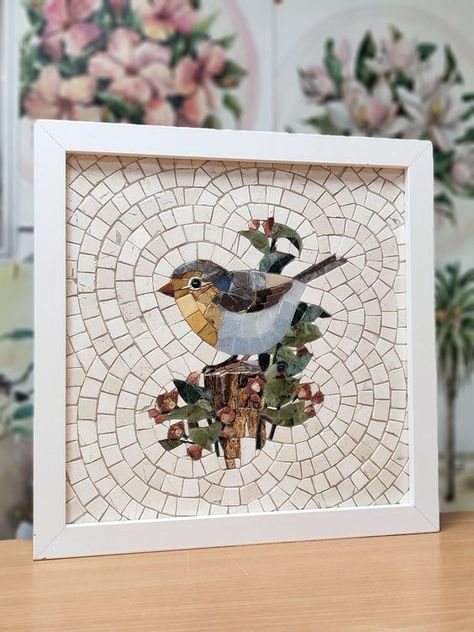 Ethereal Gifts, Sparrow Illustration, Mosaic House Numbers, Bird Mosaic, Mosaic Art Diy, Mosaic Inspiration, Mosaic Birds, Mosaic Tile Art, Mosaic Art Projects