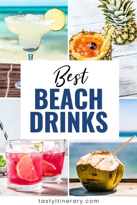 Beach Liquor Drinks, Easy Beach Drinks Alcohol Recipes, Easy Beach Alcoholic Drinks, Best Drinks For The Beach, Drinks To Bring To The Beach, Frozen Beach Drinks, Mixed Drinks For The Beach, Best Beach Drinks Cocktail Recipes, Beach Cocktails Easy